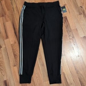 Athletic Works Black Jogger Pants with White Stripes